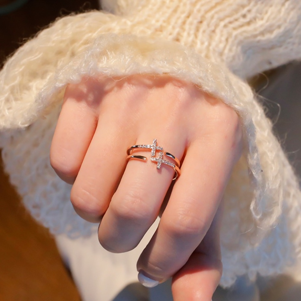 💍Double cross opening adjustable ring